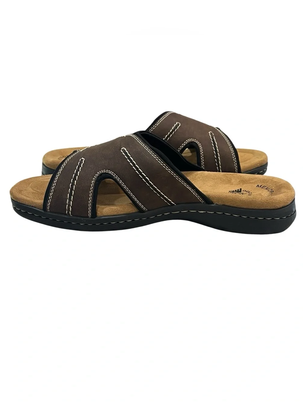 NEW Dockers Men Sunland Casual Slide Sandals Size US 11  Dark Brown Faux Leather
